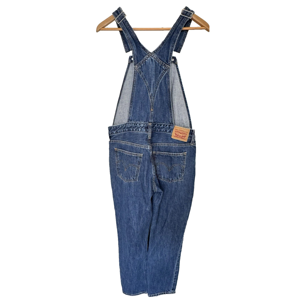 Levi's Women's Sz M Denim Bib Overalls Blue Jeans Straight Leg 30" Waist - Picture 2 of 10